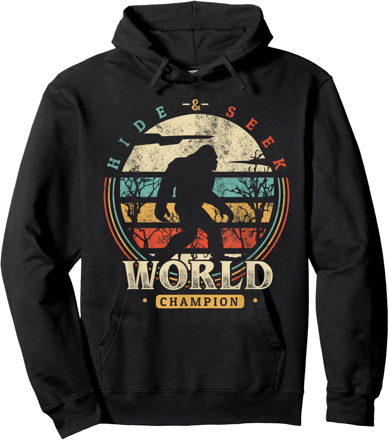 Bigfoot Hide and Seek Champion Shirt Sasquatch Camping Hoodie - Hoodie | Black