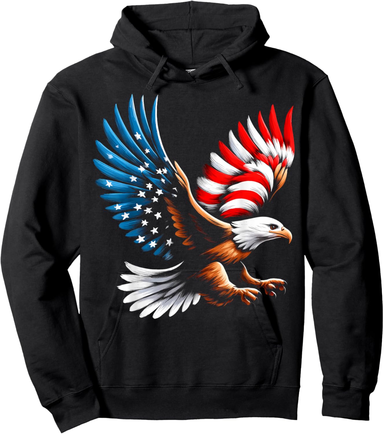 Bald Eagle & Patriotic American Flag 4th of July Women Girls Kids Men Hoodie - Hoodie | Black