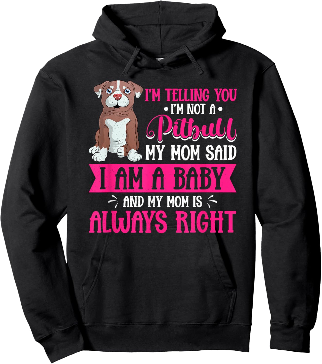 Pitbull Mom Dog Mom Gifts Kawaii Pitbull Lover , Black, Small Hoodie - Hoodie | Black
