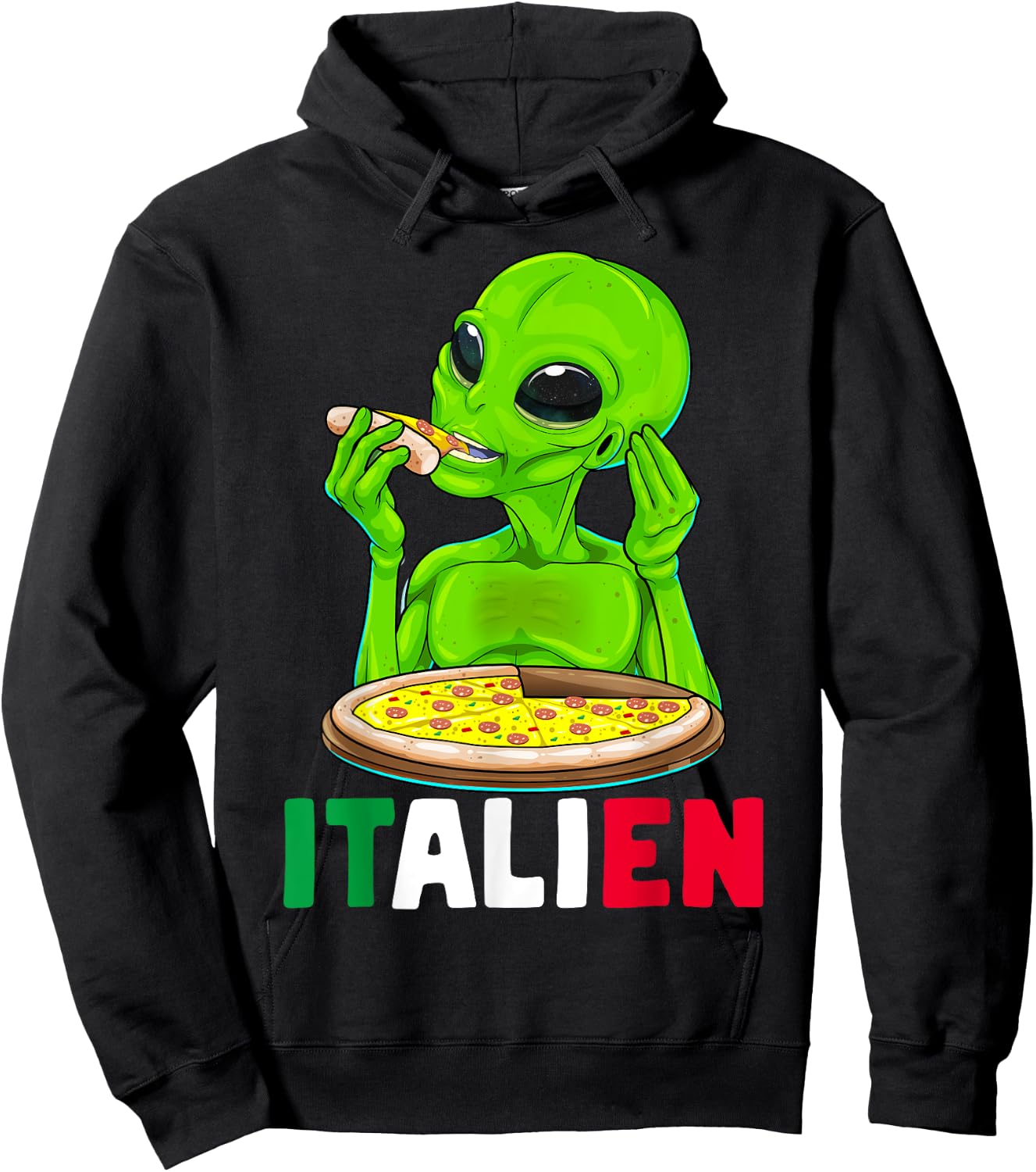 Italian Alien Italien Italy UFO Extraterrestrial Pizza Meme Hoodie - Hoodie | Black