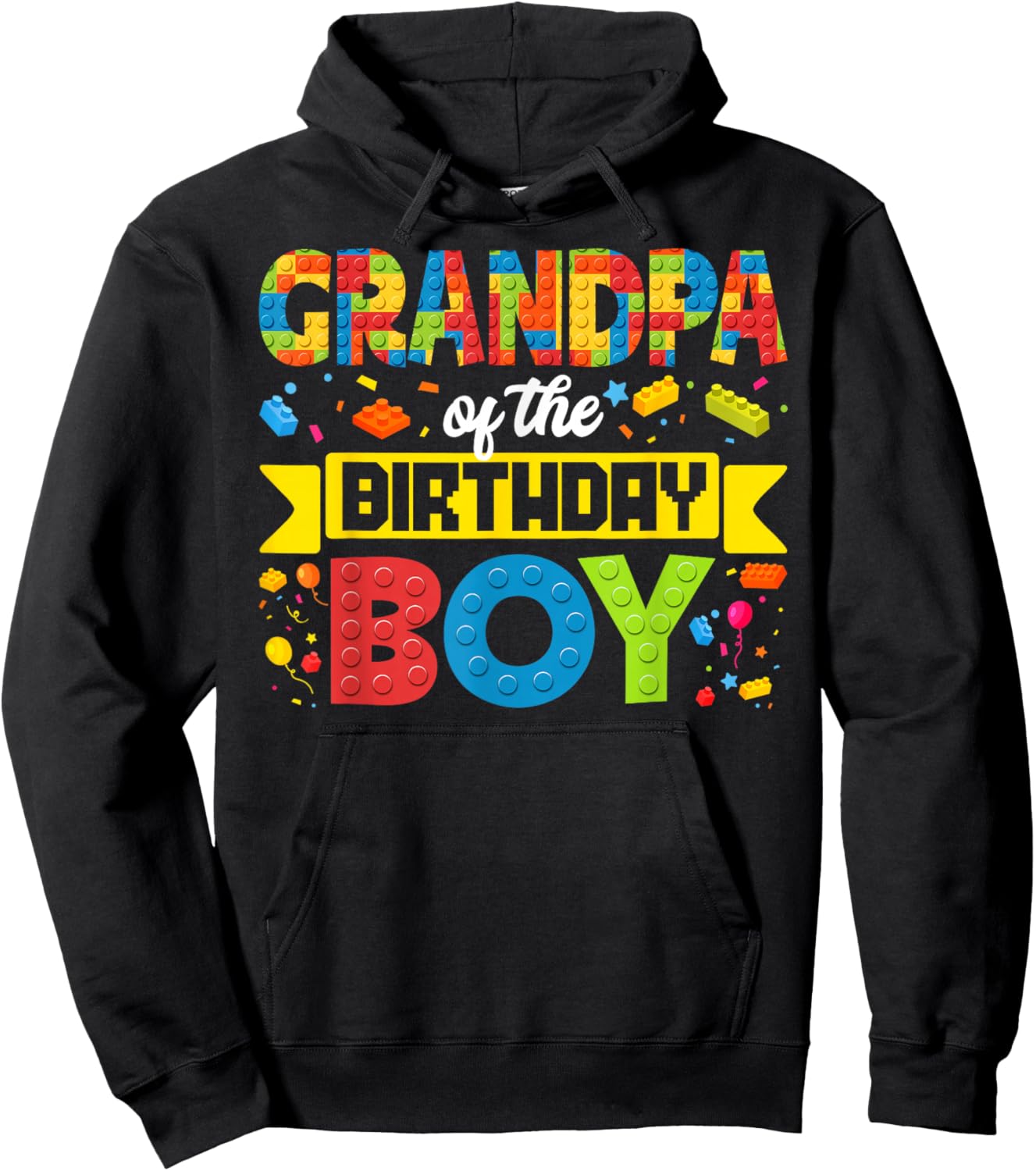 Grandpa Of The Birthday Boy Master Builder Building Blocks Hoodie - Hoodie | Black