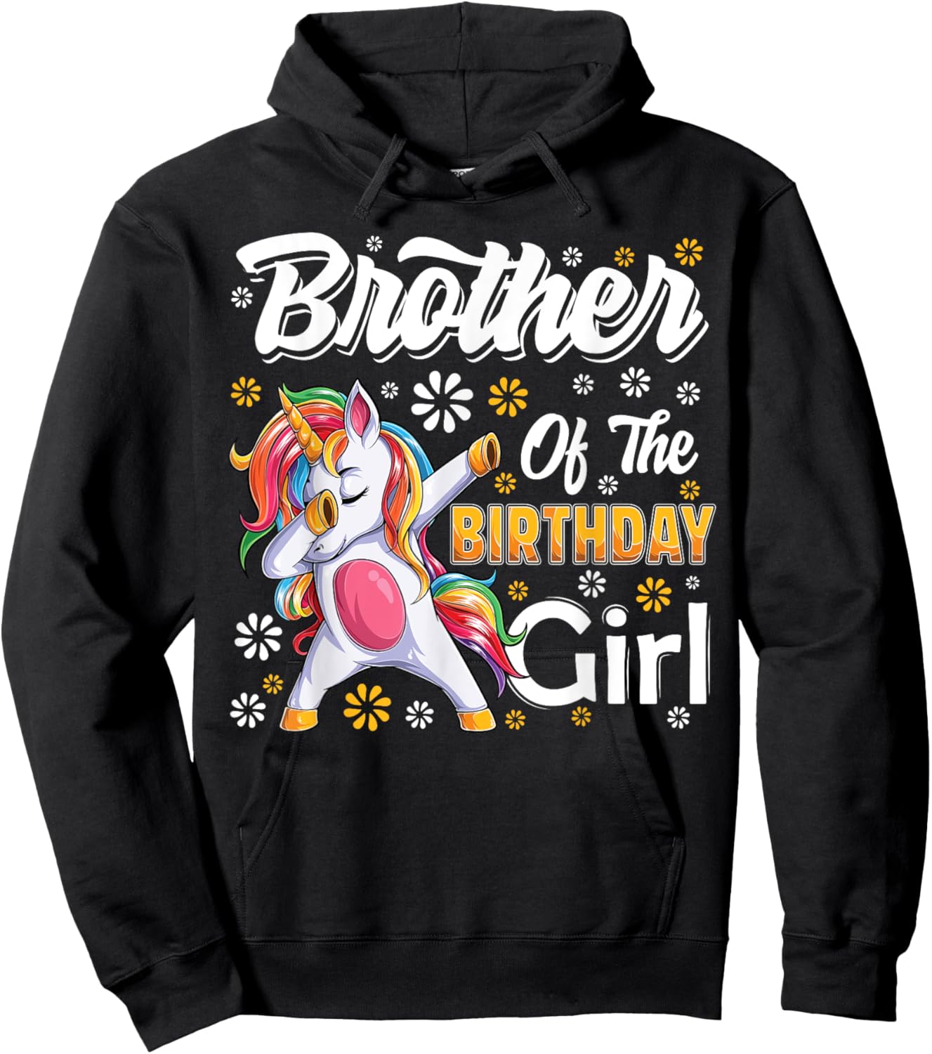 awesome dabbing unicorn birthday Brother Family Matching Hoodie - Hoodie | Black
