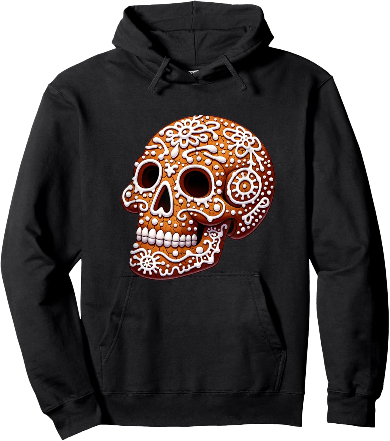 Gingerbread Skull Creepy Christmas Cookie Baking Holiday Hoodie - Hoodie | Black