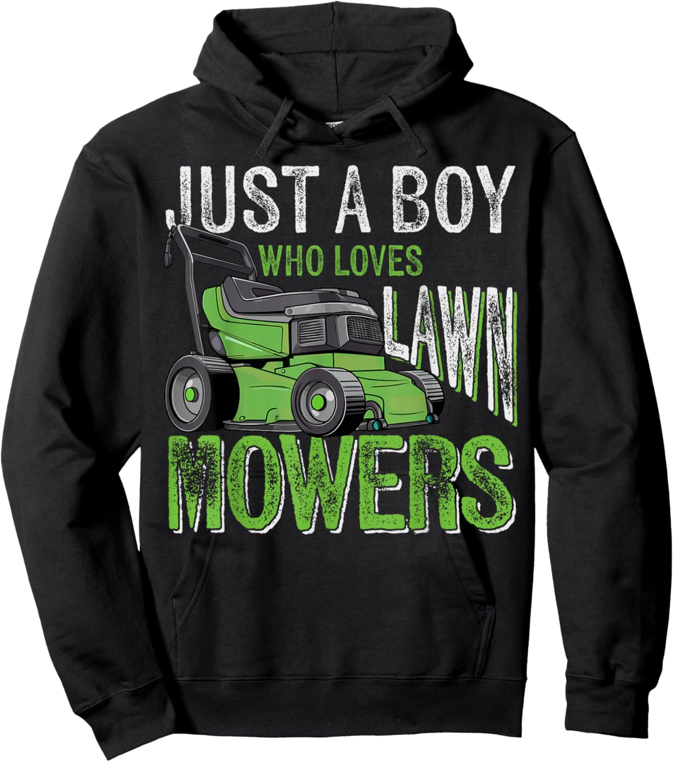 Just a Boy Who Loves Lawn Mowers Toddler Lawn Mowing Lover Hoodie - Hoodie | Black