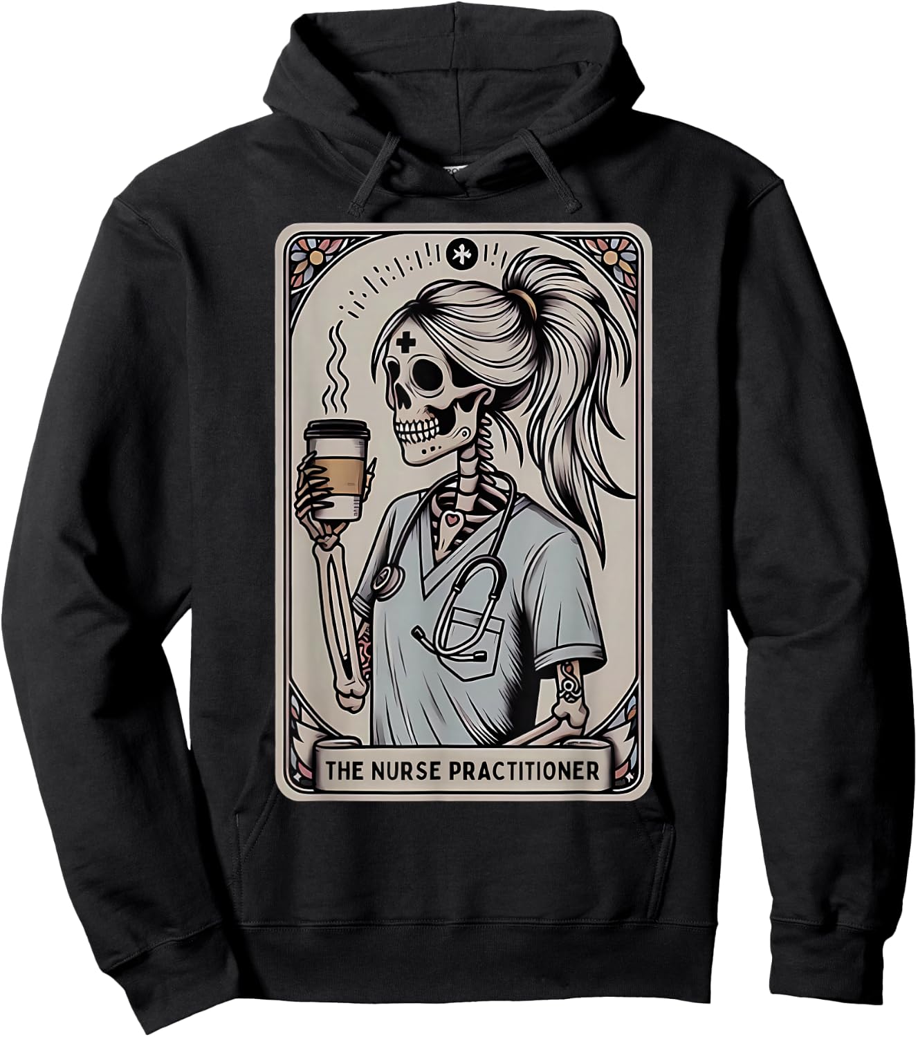 Nurse Practitioner Tarot Card Skeleton Halloween Witch Vibes Hoodie - Hoodie | Black