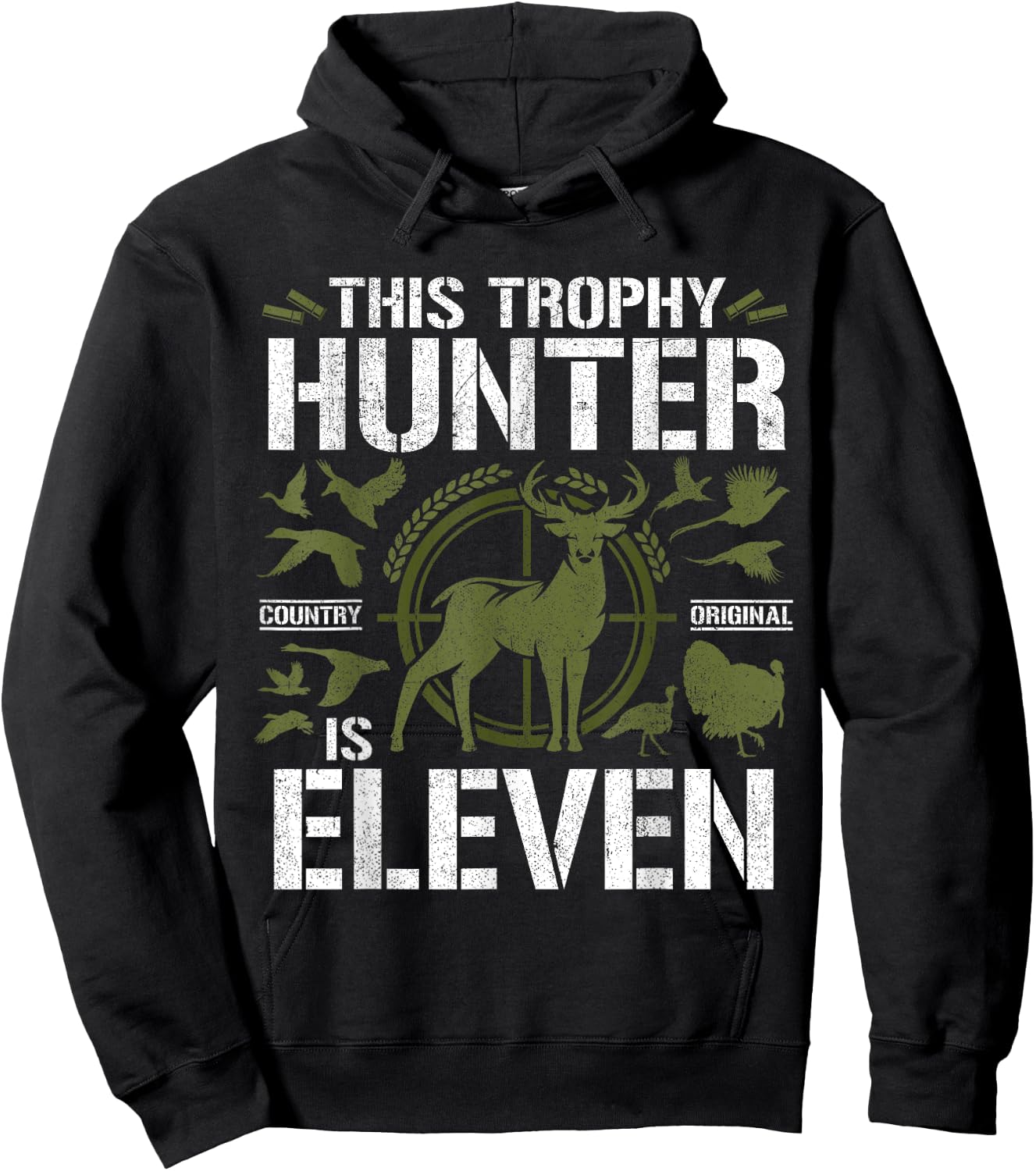 11 Year Old Hunting Birthday Party Deer Hunter 11th Gift Hoodie - Hoodie | Black