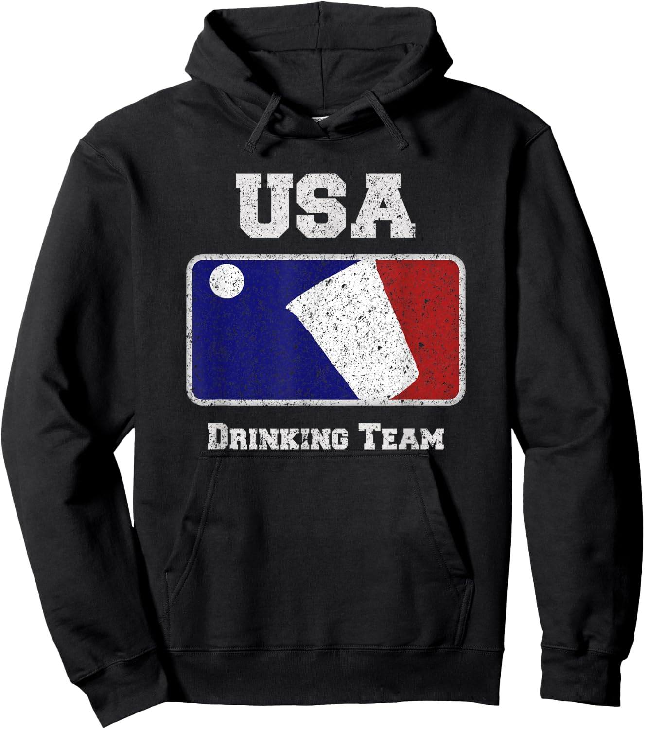 USA Drinking Team Party Beer Pong Game Distressed Retro Hoodie - Hoodie | Black