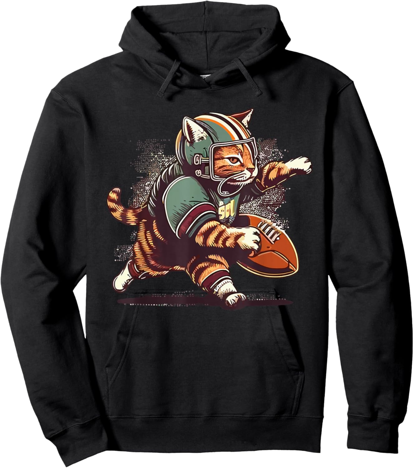 Cat Playing American Football Hoodie - Hoodie | Black