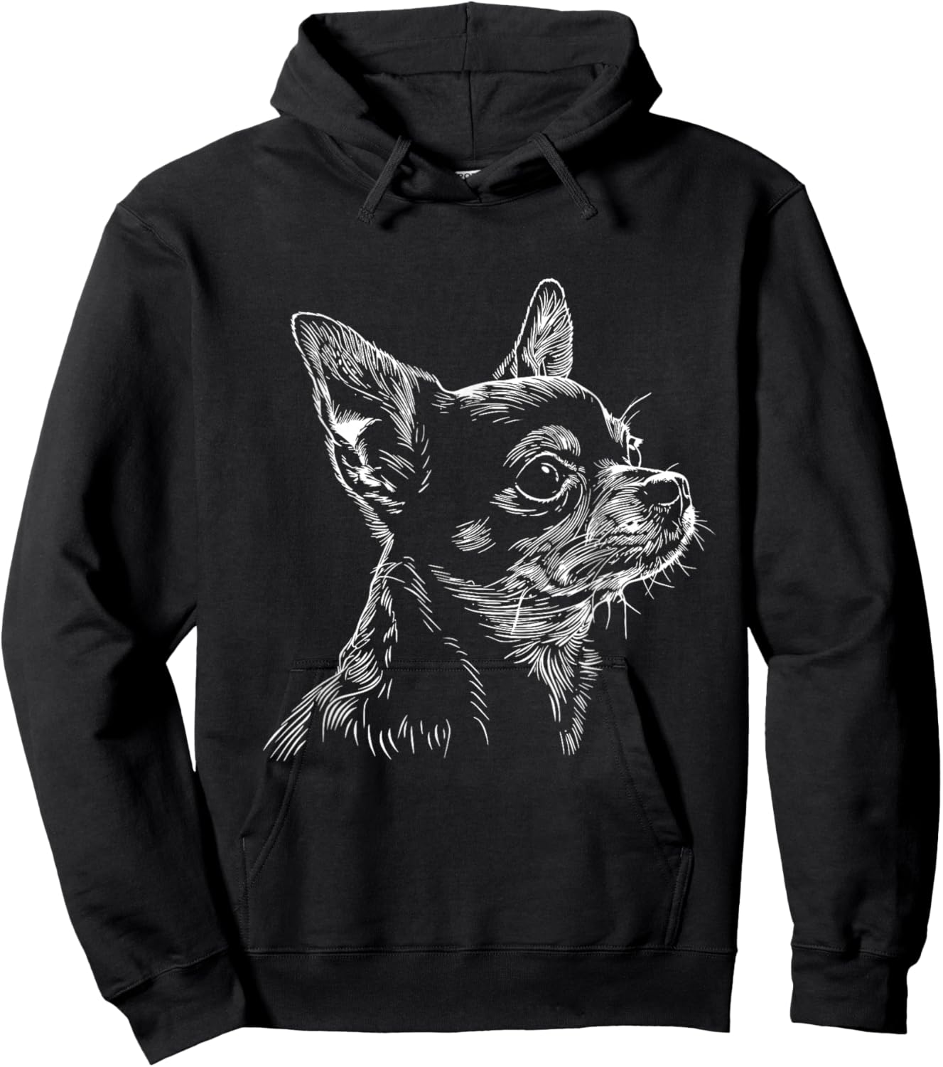 Chihuahua Dog Face Line Art Design , Small, Black Hoodie - Hoodie | Black