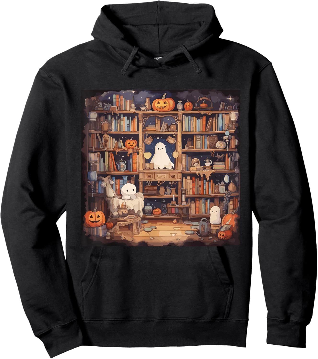 Cute Ghost Reading Books Halloween Hoodie - Hoodie | Black
