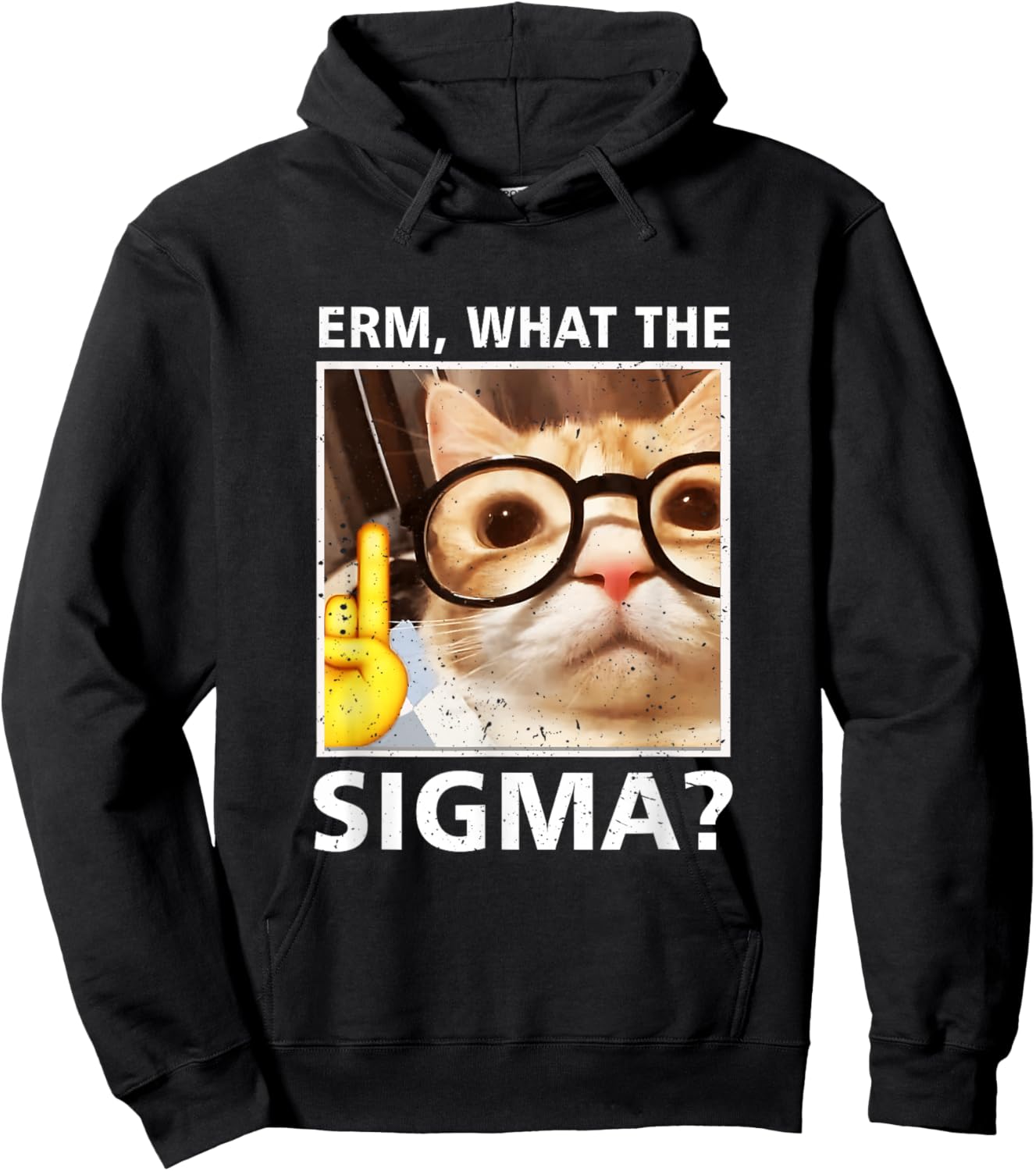 Erm What-The Sigma Cat Meme Selfie Cat Wearing Sunglasses Hoodie - Hoodie | Black