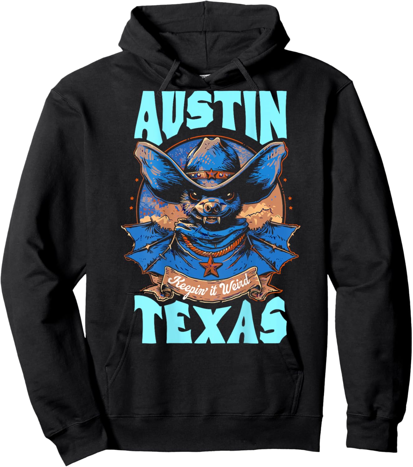 Texas Pride Keep It Weird Austin - On Back Austin Bats Hoodie - Hoodie | Black