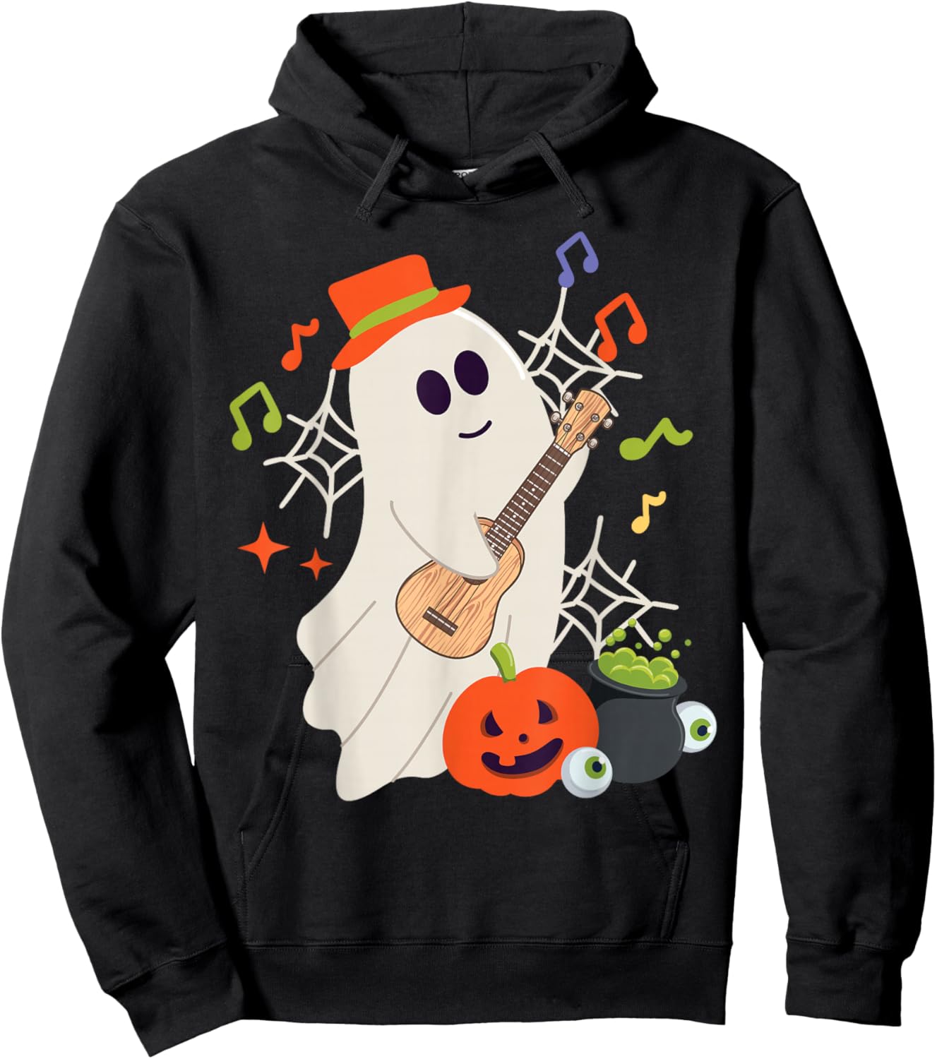 Hawaiian Ukulele Uke Halloween Ghost Hoodie - Hoodie | Black