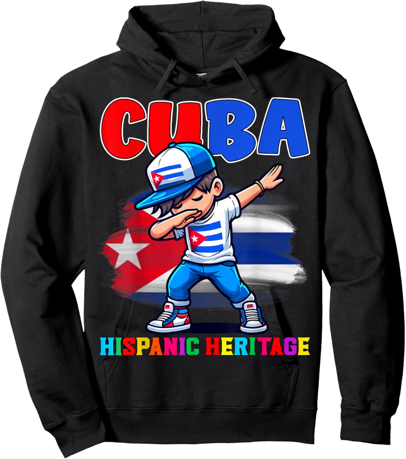Cuba Dabbing Kid Hispanic Heritage Celebration for Kids Hoodie - Hoodie | Black