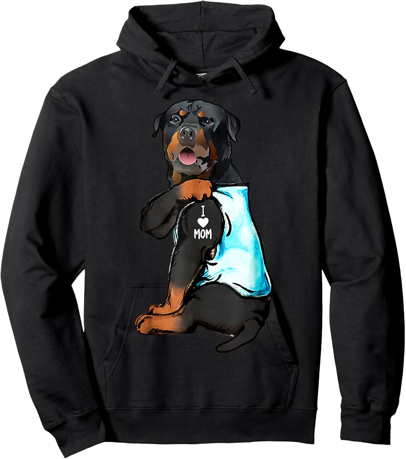 Rottweiler I Love Mom Tattoo Hoodie - Hoodie | Black