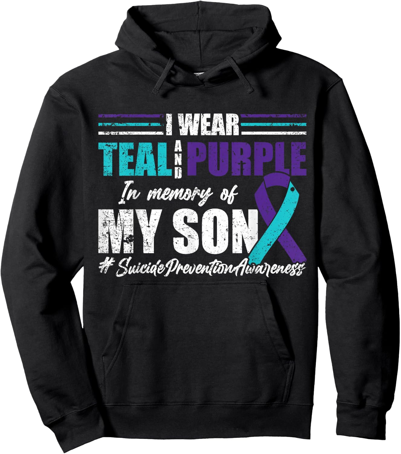 Suicide Depression Teal Purple For Son Prevention Hoodie - Hoodie | Black