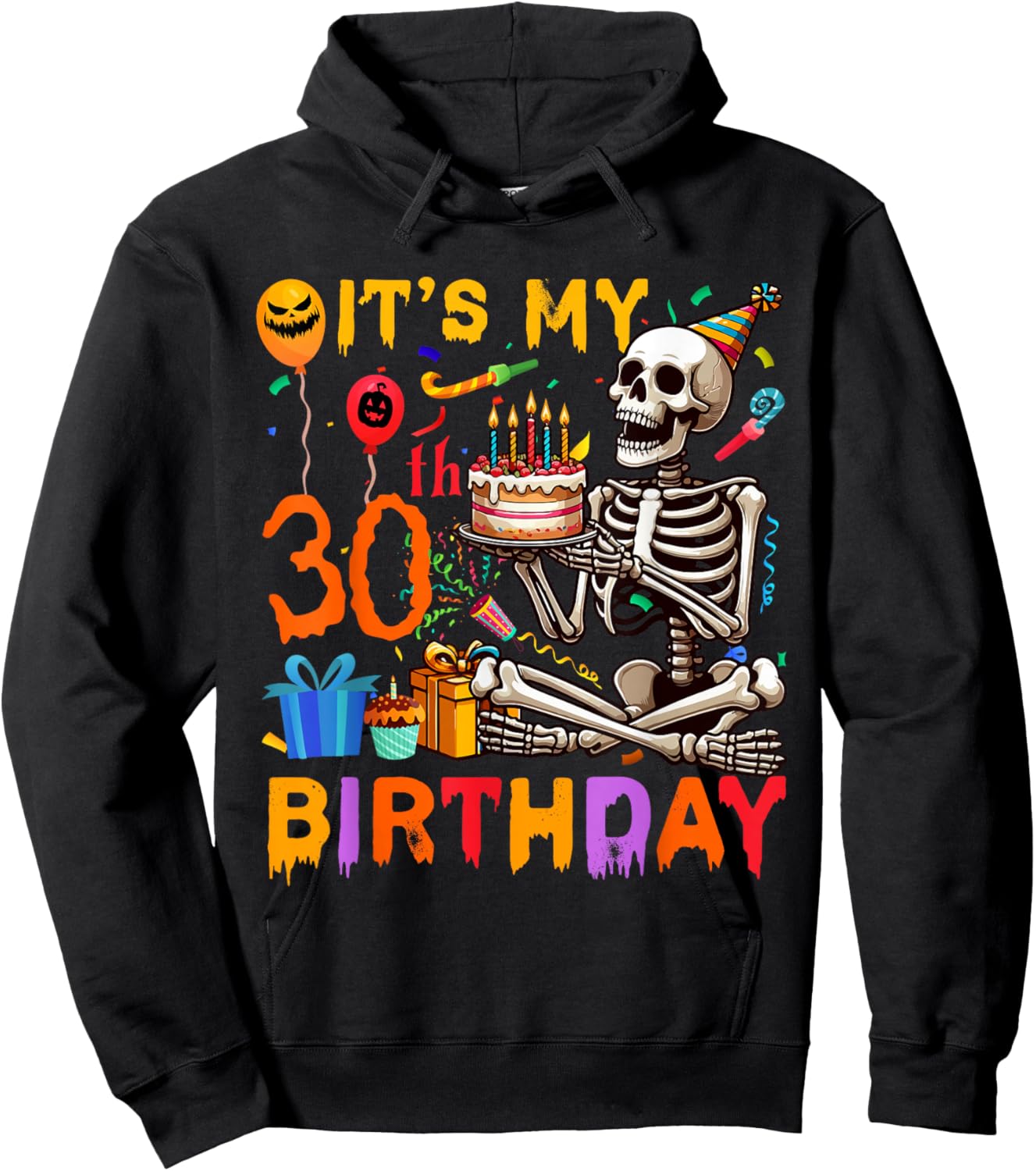 It's My 30th Birthday Halloween Skeleton Matching Party Hoodie - Hoodie | Black
