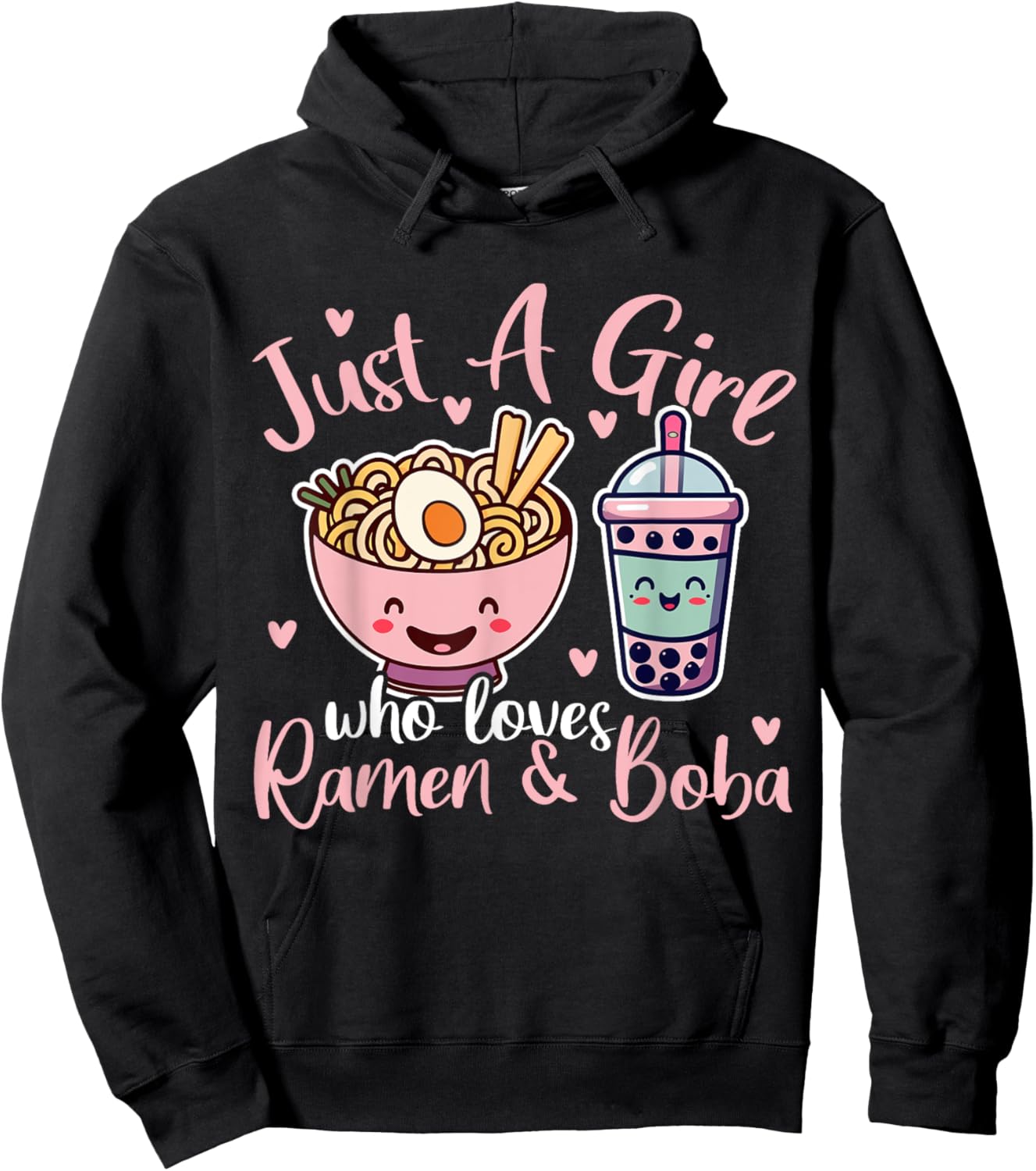 Just A Girl Who Loves Ramen And Boba. Ramen Boba Bubble Hoodie - Hoodie | Black