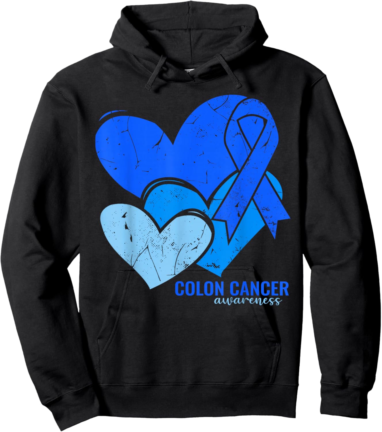 Colon Cancer Awareness Hearts Hoodie - Hoodie | Black