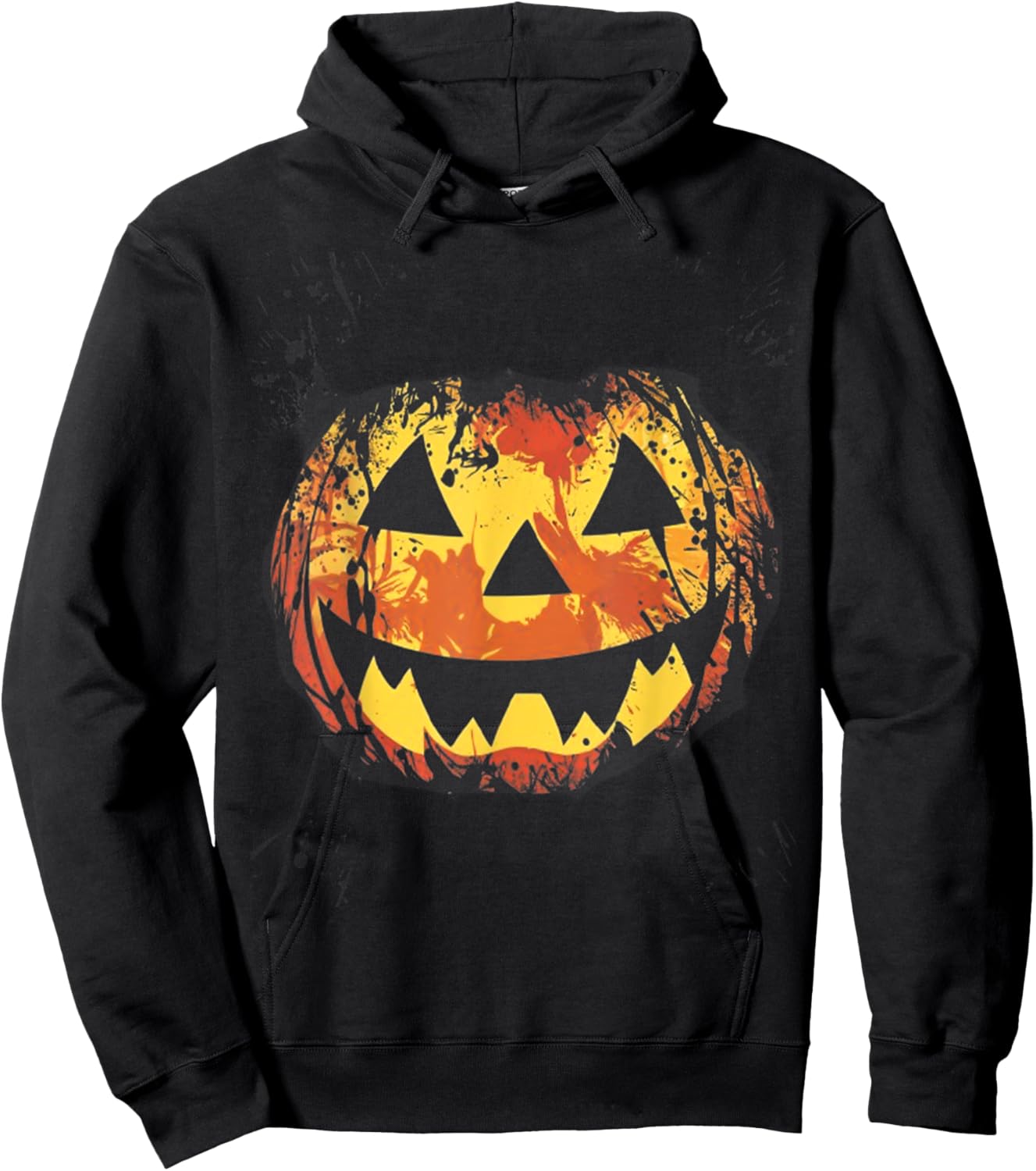 Orange Tie Dye Jack O Lantern Face Halloween Hoodie - Hoodie | Black