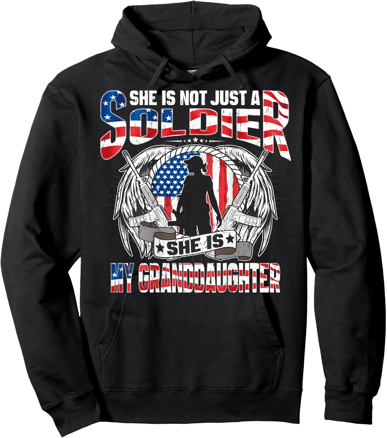 My Granddaughter Is A Soldier Hero - Proud Army Grandparents Hoodie - Hoodie | Black