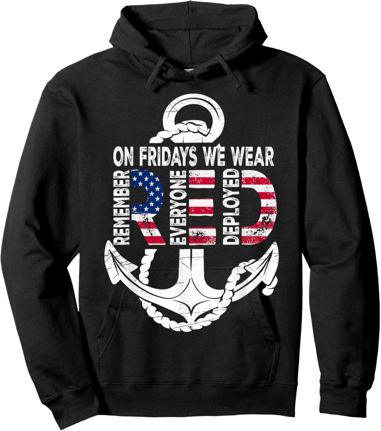 On Fridays We Wear Red Remember Everyone Deployed Navy Hoodie - Hoodie | Black