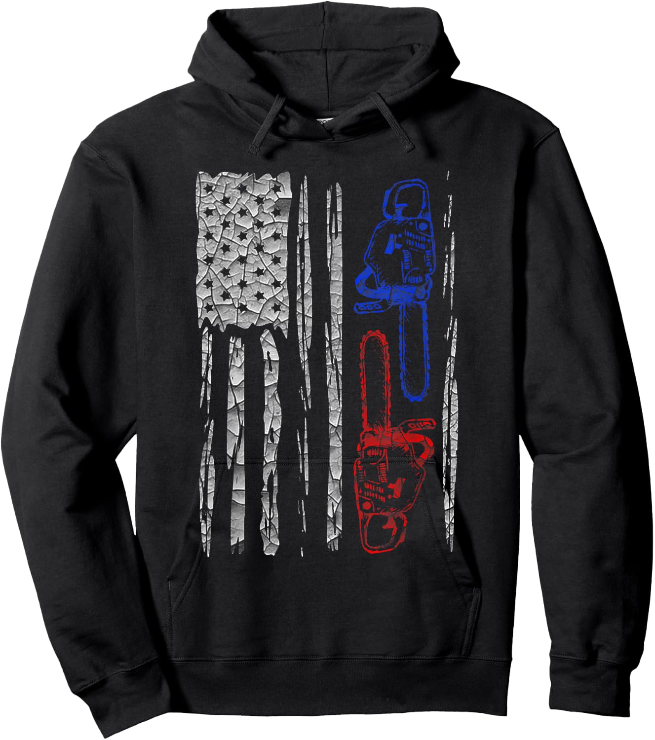 US FLAG CHAINSAW Lumberjack Logger Lumber Gift Hoodie - Hoodie | Black
