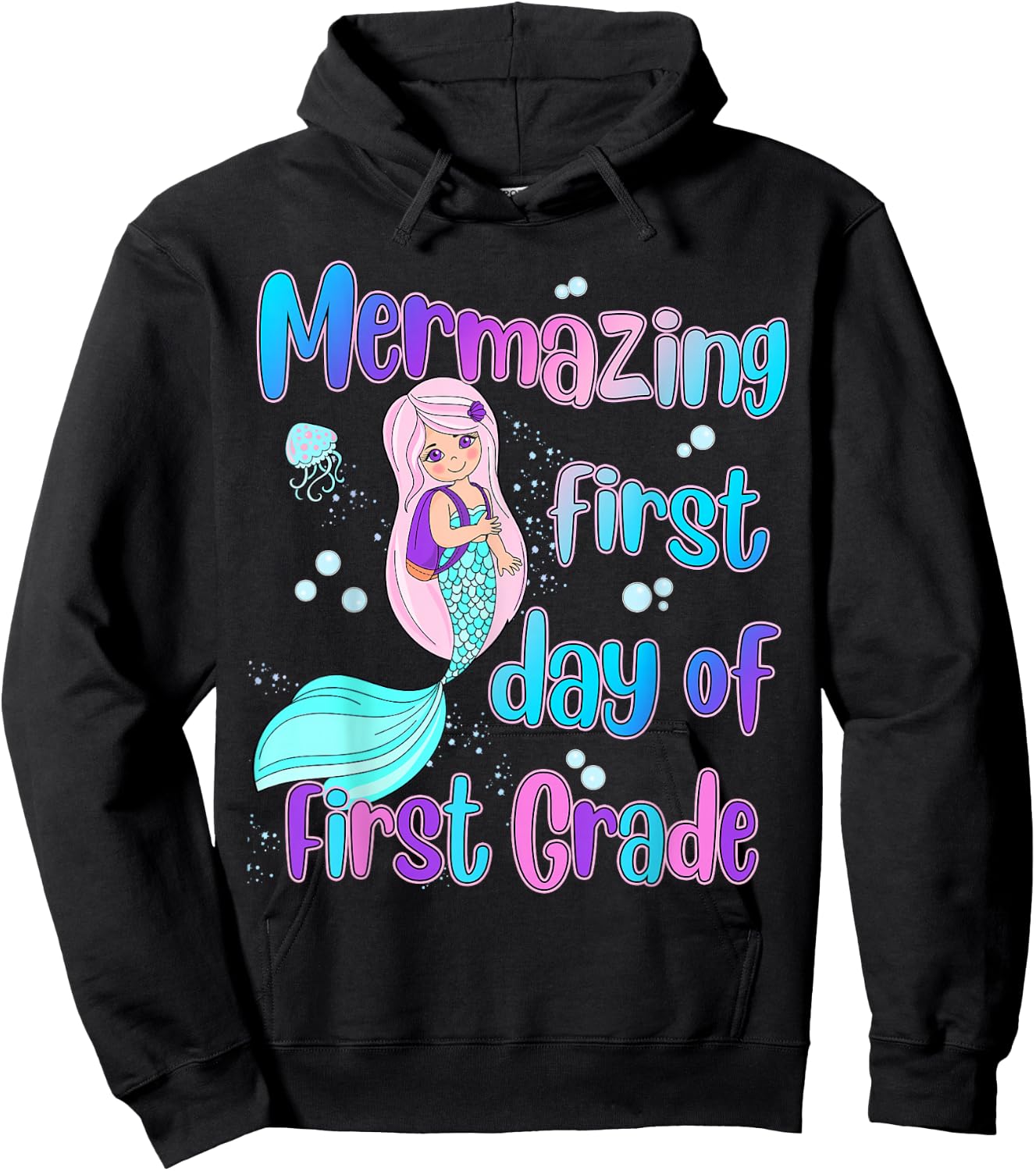 Mermazing First Day of First Grade Back to School Mermaid Hoodie - Hoodie | Black