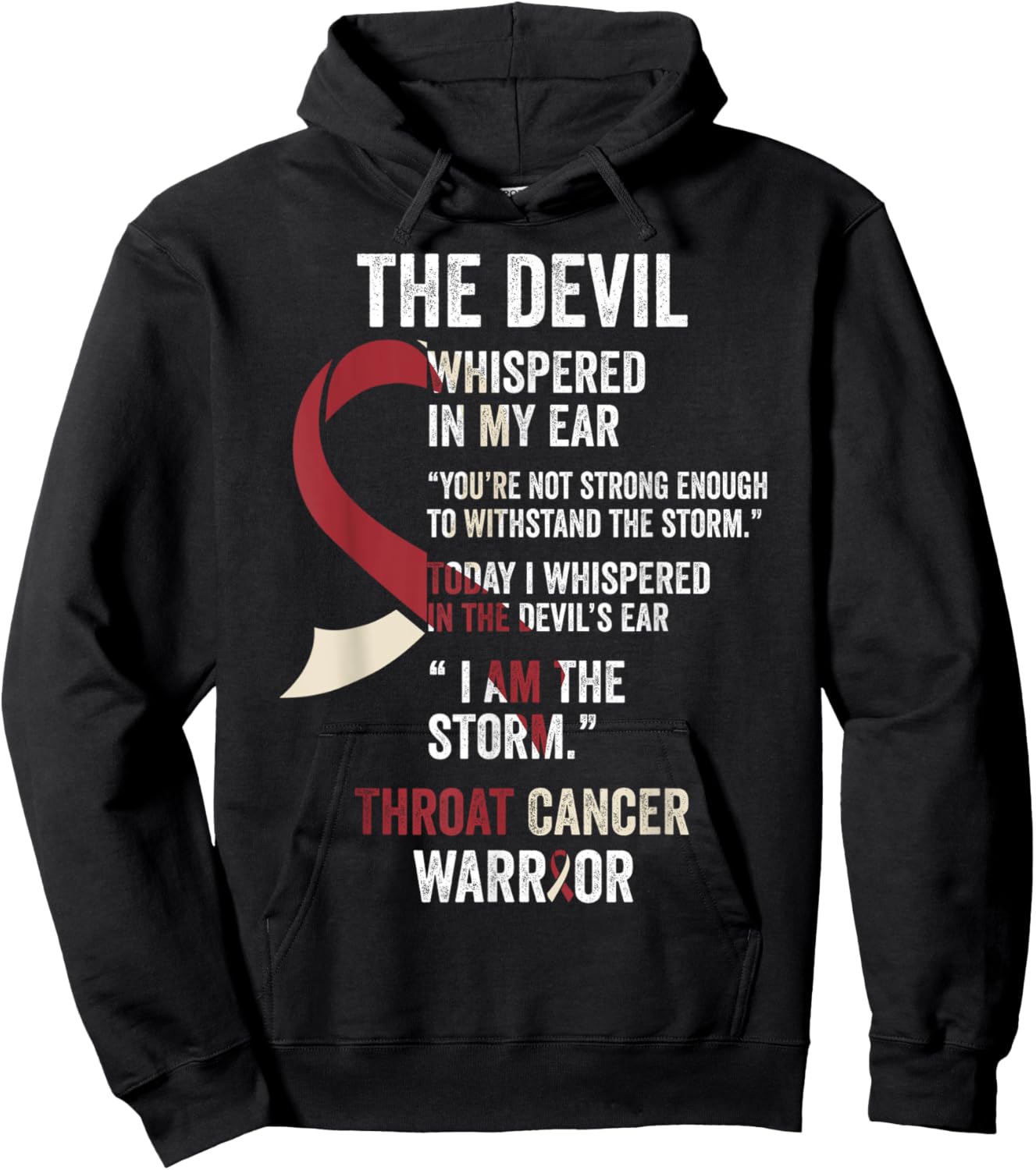 The Devil- Throat Cancer Awareness Supporter Ribbon Hoodie - Hoodie | Black
