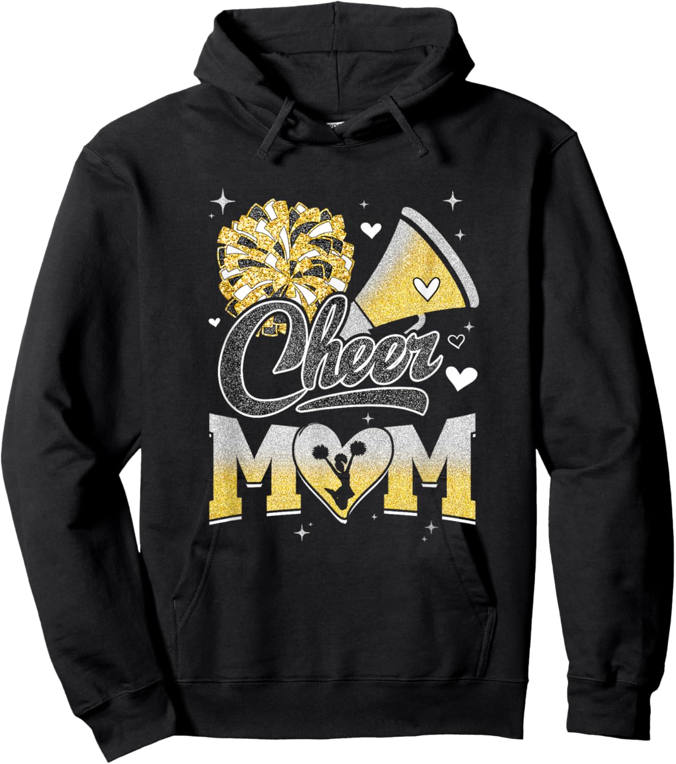 Cheer Mom Yellow Cheerleading Football Graphic Hoodie - Hoodie | Black