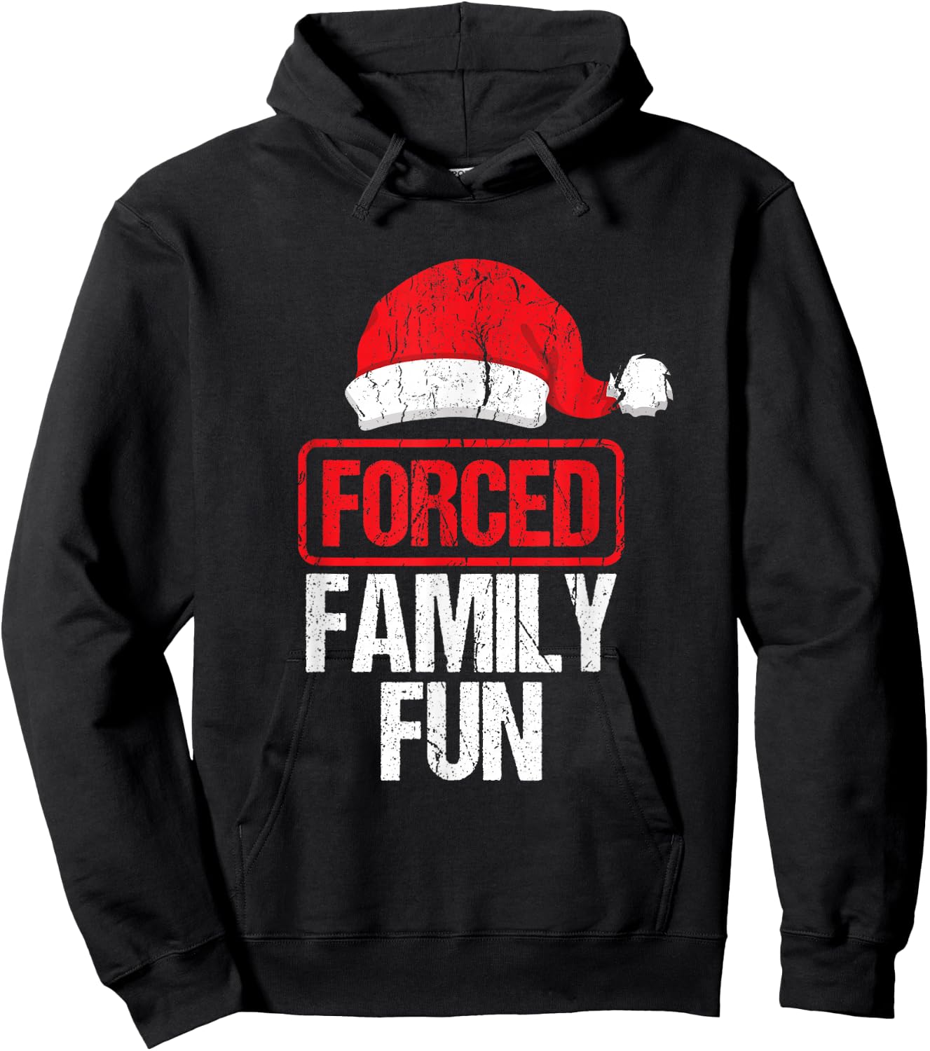 Forced Family Fun Winter Holidays Funny Christmas Gift Hoodie - Hoodie | Black