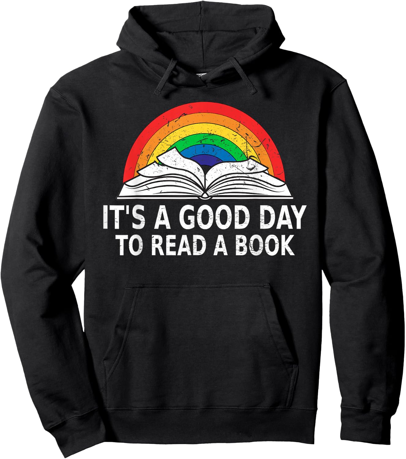 It's a Good Day to Read a Book Reading Lovers Retro Rainbow Hoodie - Hoodie | Black