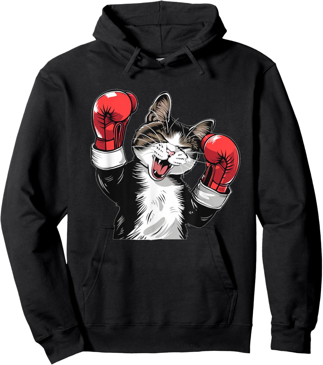Cool boxing Cat with Sport Gloves for Boys and Girls Hoodie - Hoodie | Black