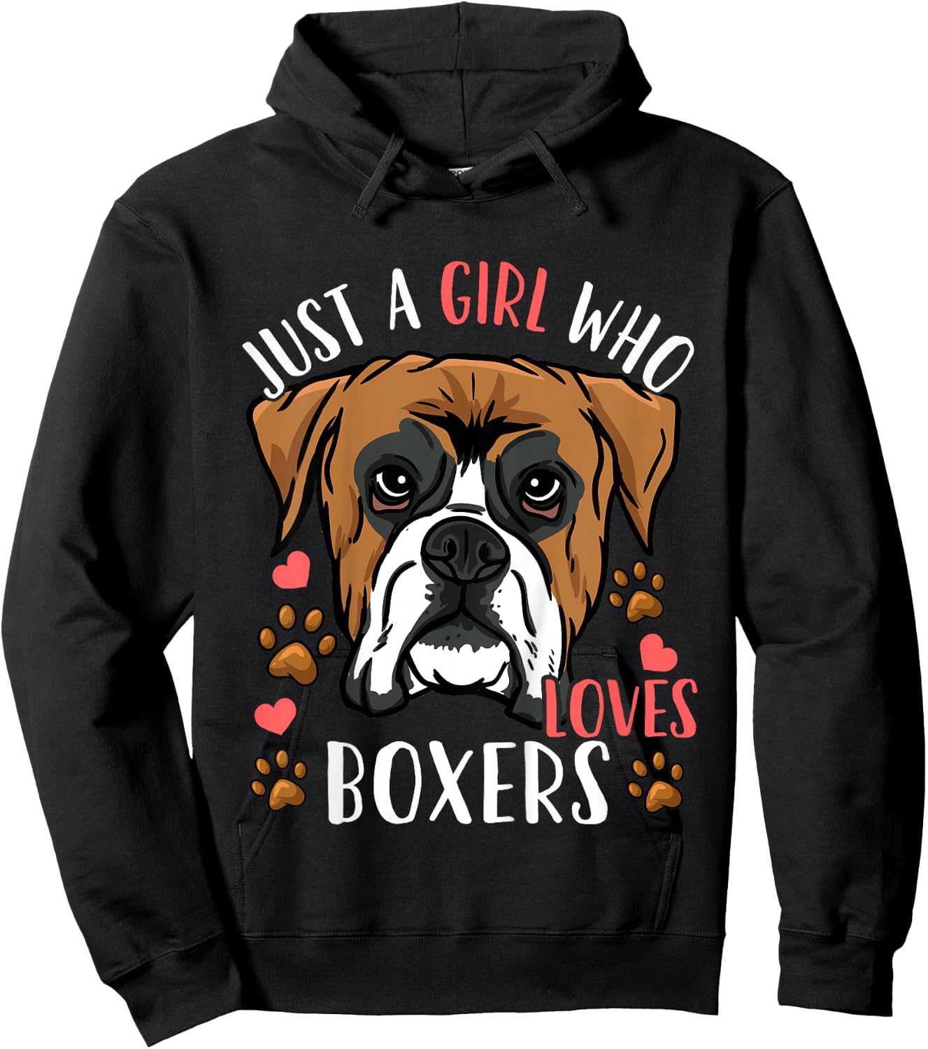 Kids Boxer Dog Just A Girl Who Loves Boxers Gift Hoodie - Hoodie | Black