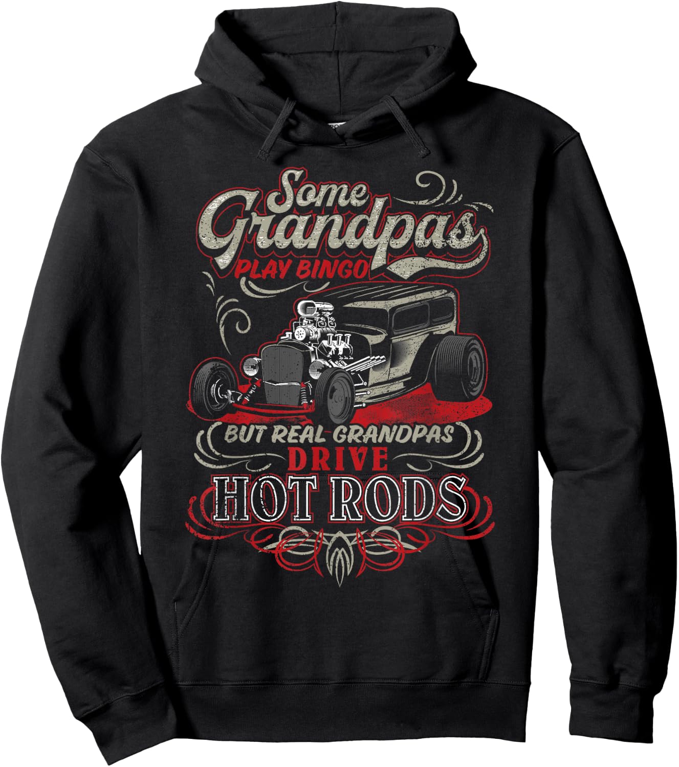 Vintage Hot Rod Grandpa Gift Hoodie - Hoodie | Black