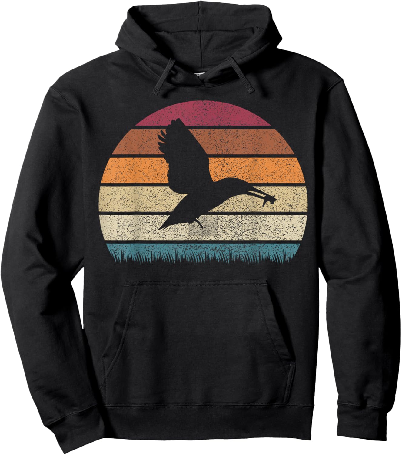 Vintage Retro Sunset Kingfisher Bird Lover Distressed Gift Hoodie - Hoodie | Black