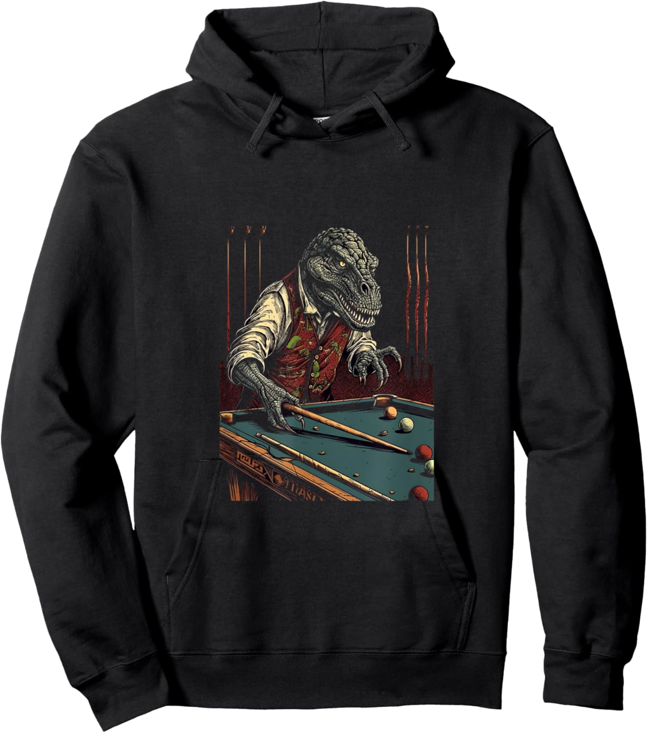 T Rex Playing Billiards Dinosaur Billiard Player Dino Lover Hoodie - Hoodie | Black