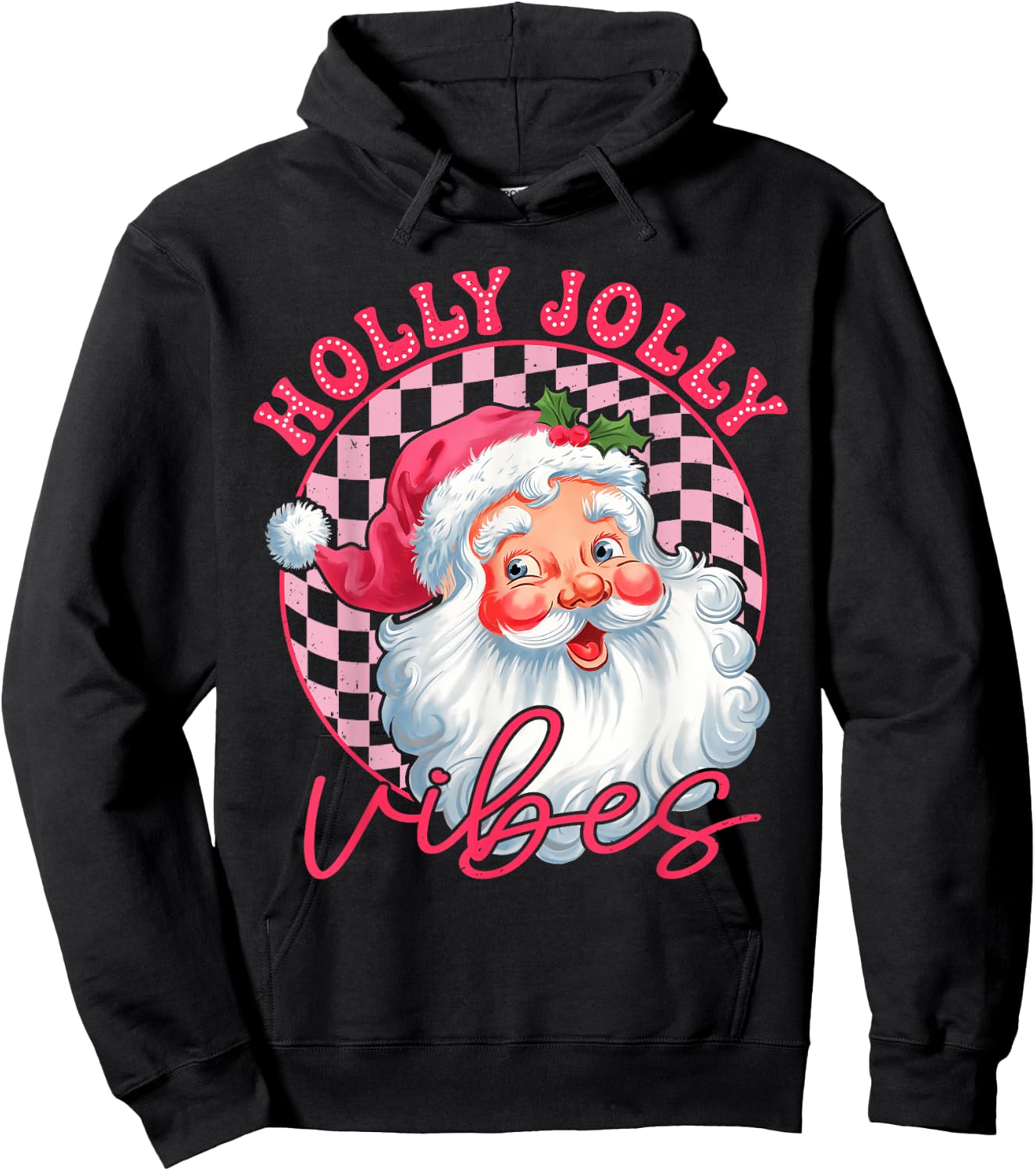 Groovy Cute Santa Claus Christmas Vibes Xmas Women Girl Kids Hoodie - Hoodie | Black