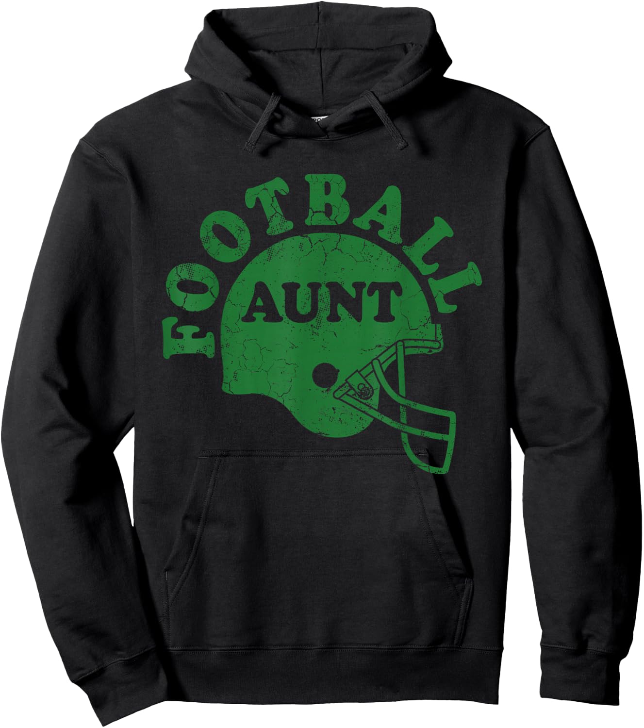 Football Aunt Green Helmet Game Day Auntie Sport Hoodie - Hoodie | Black