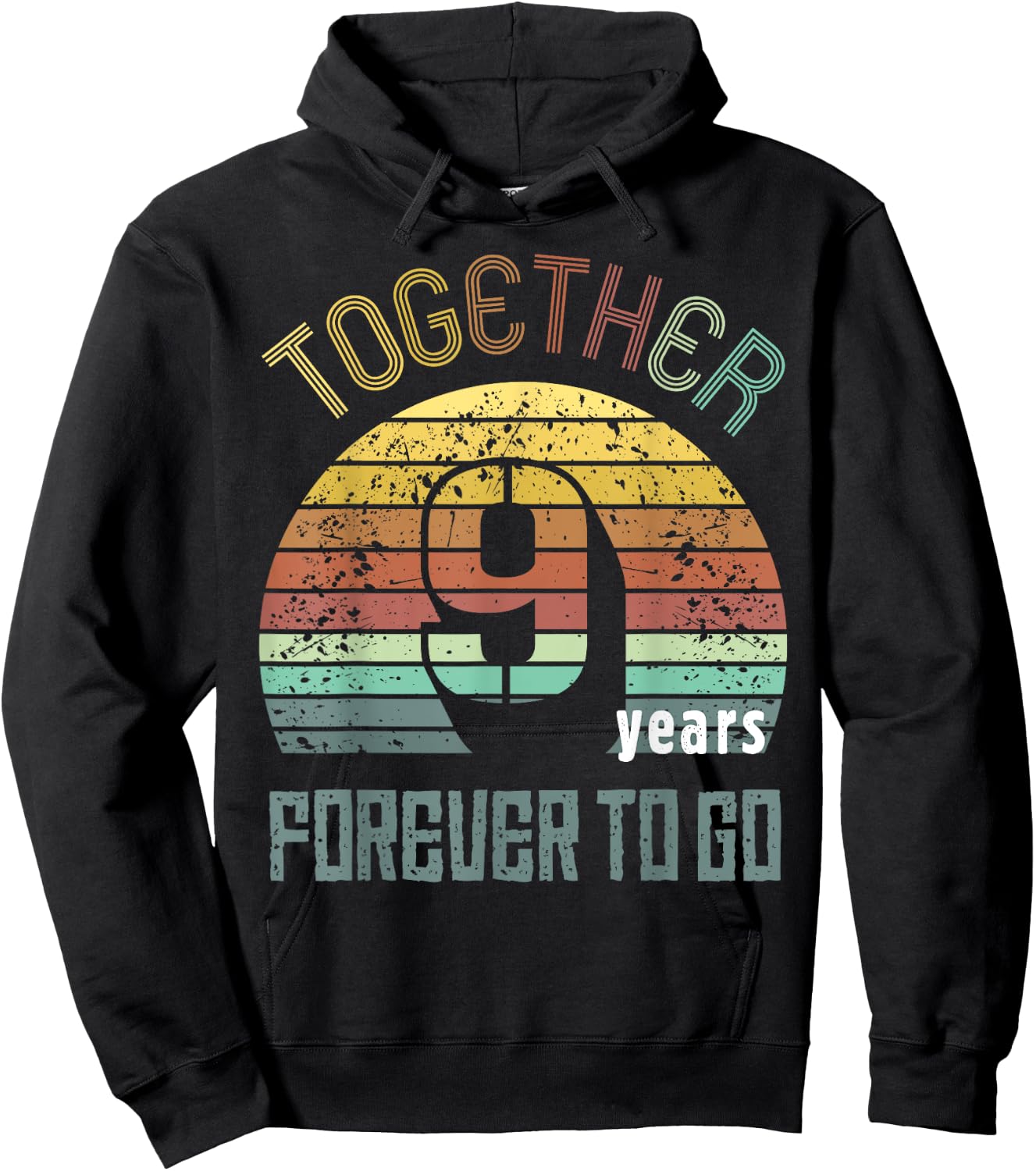 Nine Years Wedding Anniversary Gifts For Couple Matching 9th Hoodie - Hoodie | Black