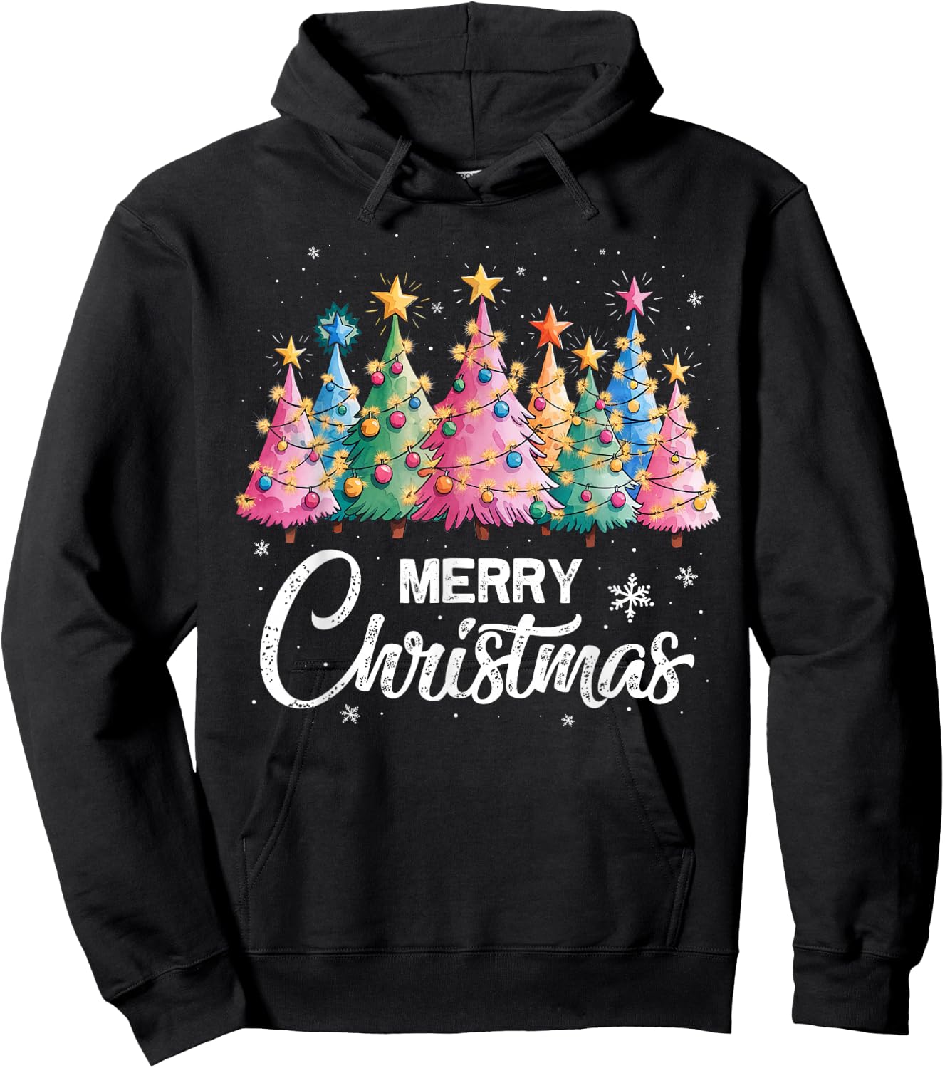 Merry Christmas Pink Christmas Tree, Pink Christmas Costume Hoodie - Hoodie | Black