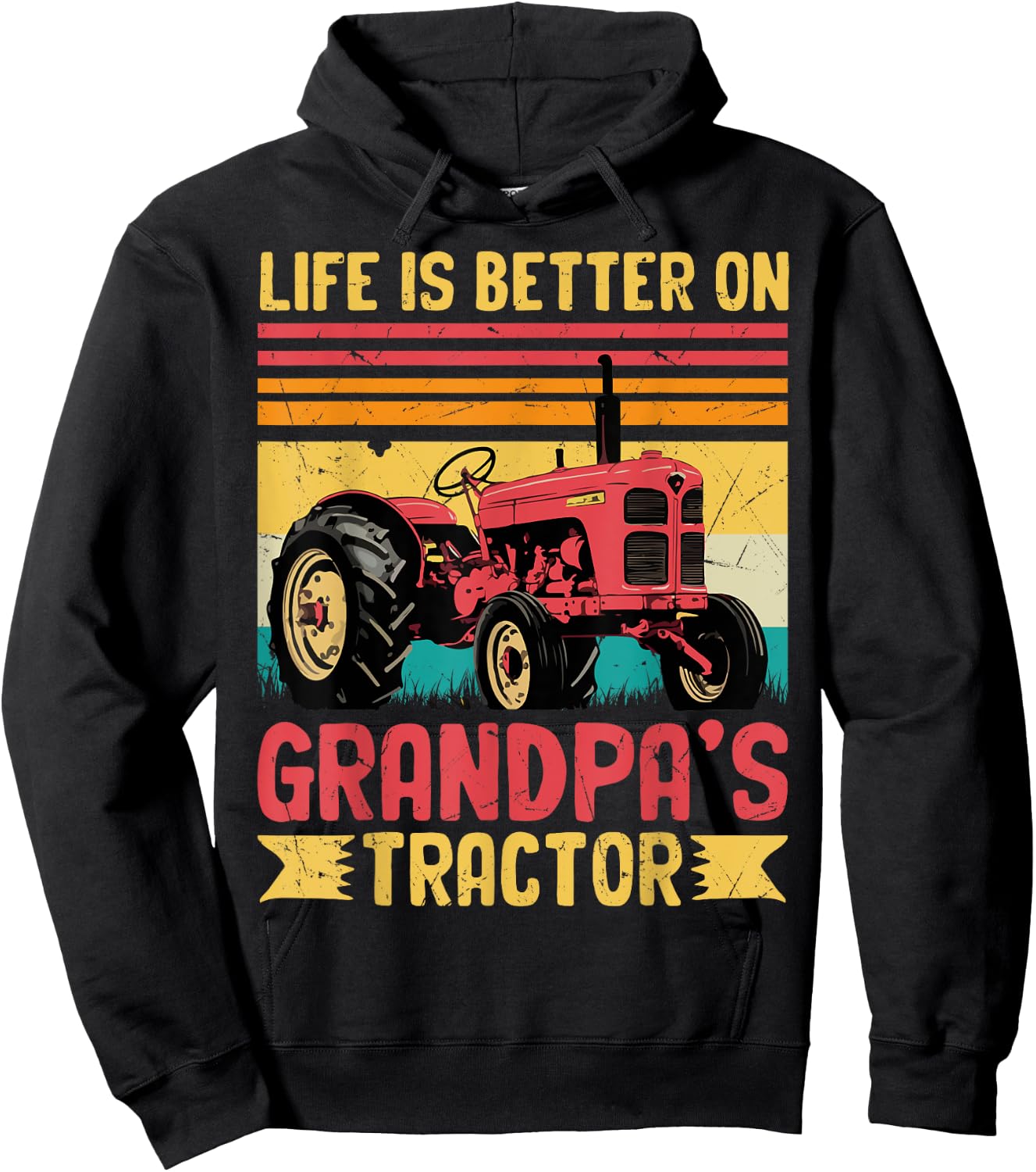 Farm Tractor Boy Life Is Better On Grandpas Tractor Kids Hoodie - Hoodie | Black