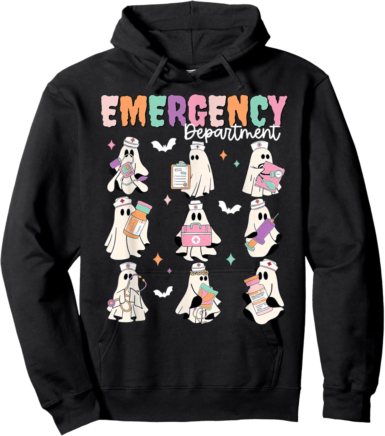 Emergency Department Ghost ER Nurse Halloween Spooky Season Hoodie - Hoodie | Black