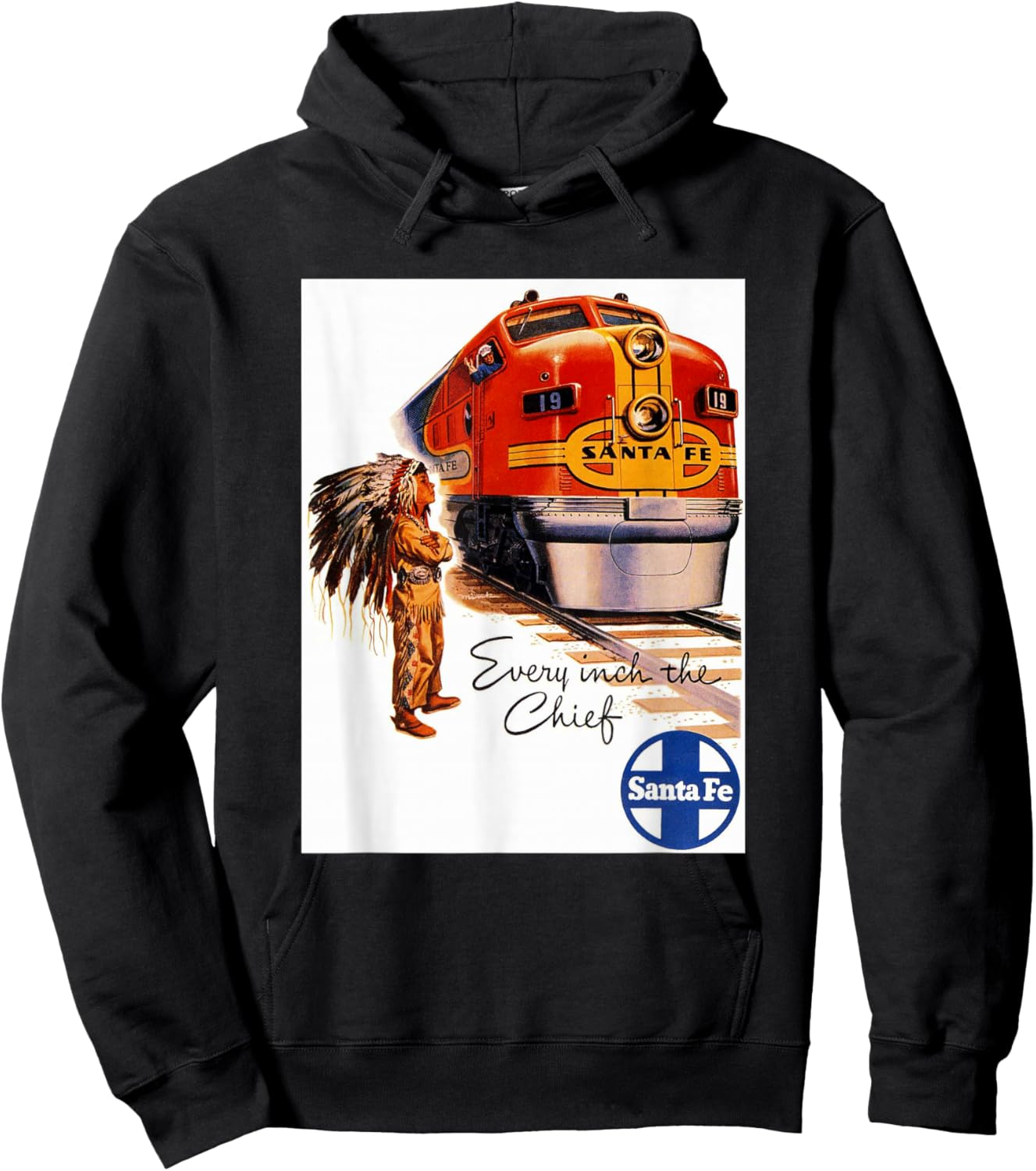 Santa Fe Railway Native American Train Rails Travel Retro Hoodie - Hoodie | Black