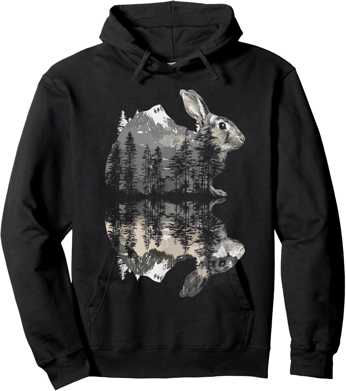 Rabbit Reflection Cute Bunny Nature Wildlife Hoodie - Hoodie | Black