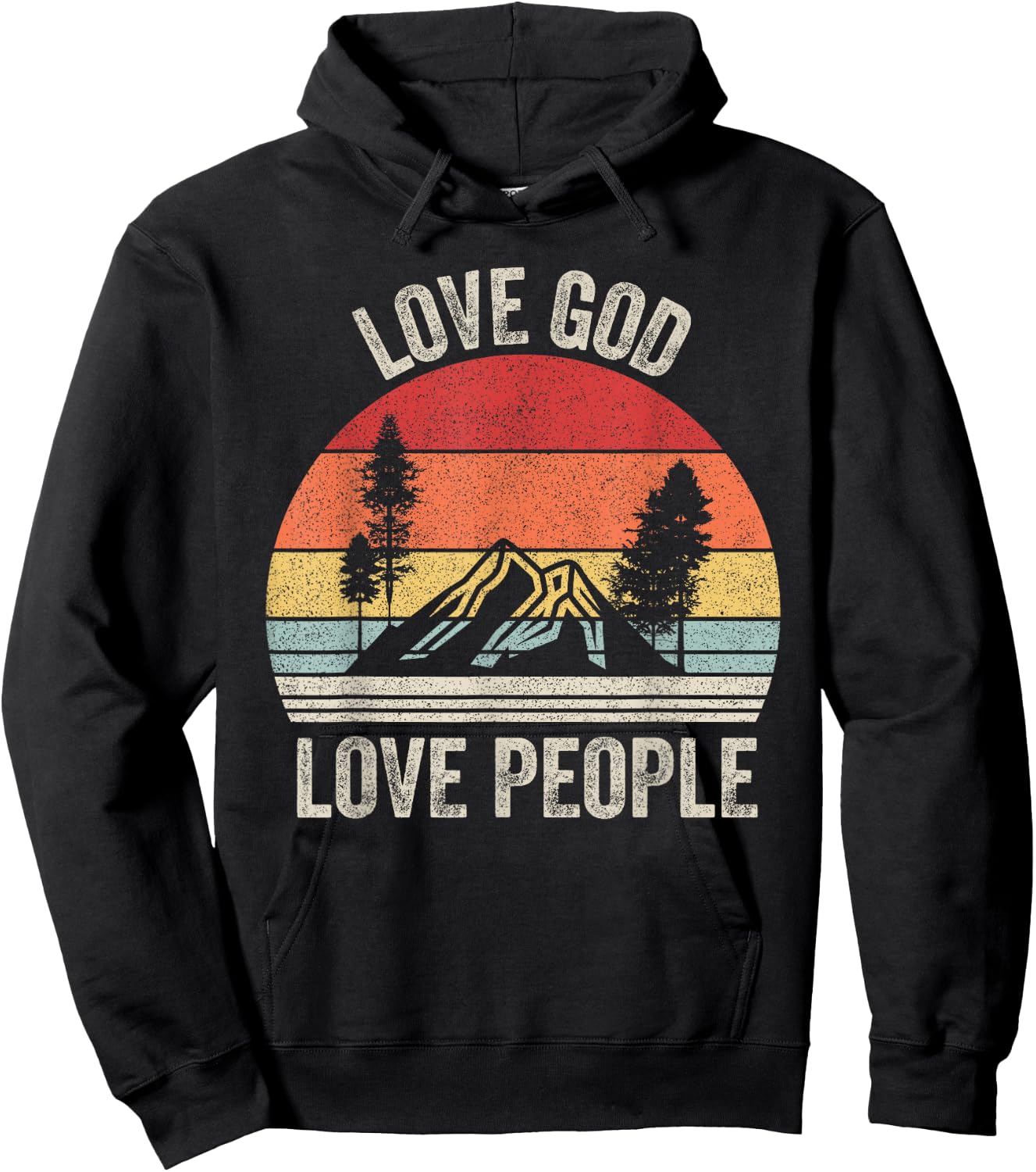 Vintage Retro Love God Love People Christian Bible Hoodie - Hoodie | Black