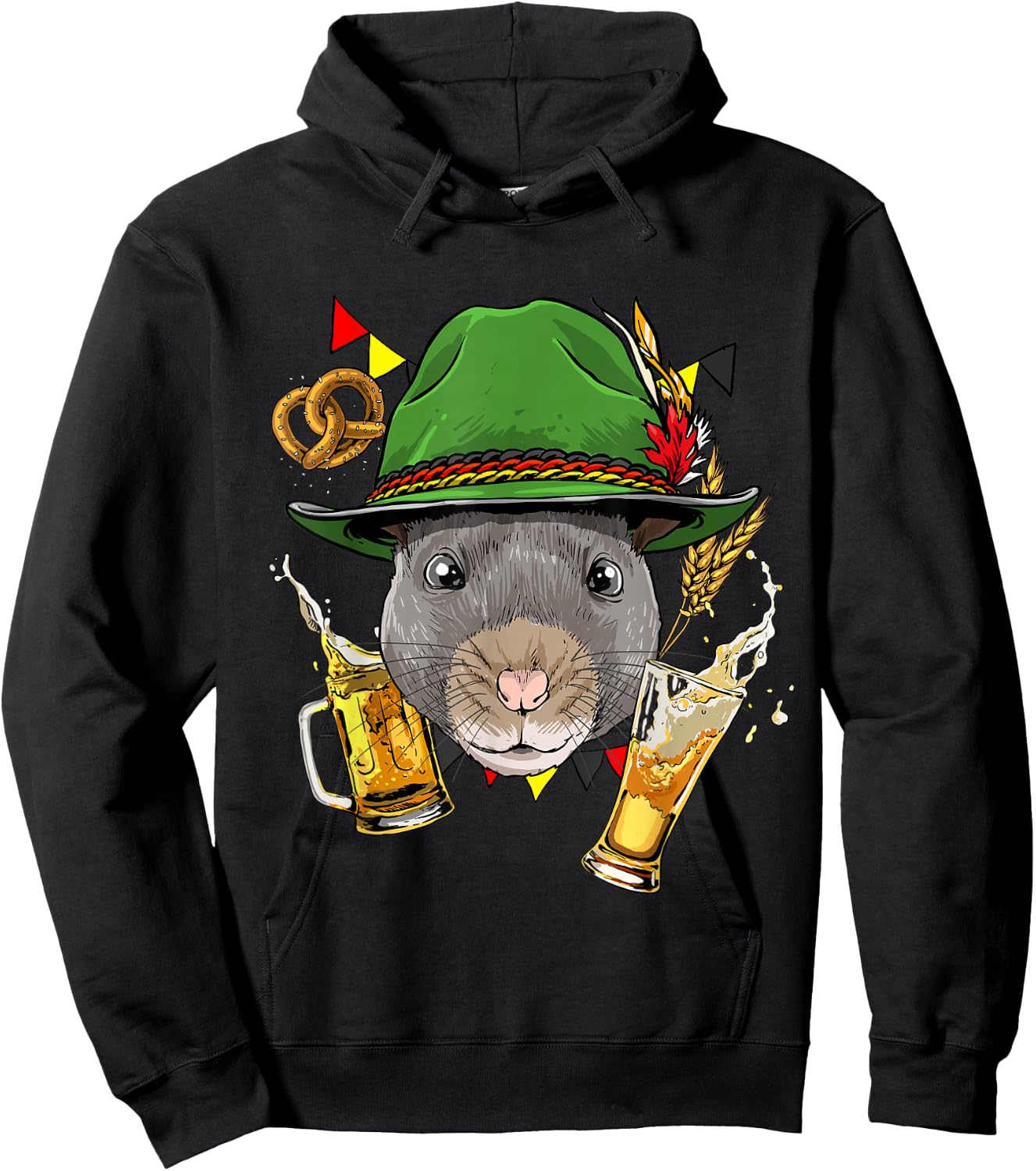 Rat Oktoberfest Lederhosen Costume Gift German Beer Fest Hoodie - Hoodie | Black