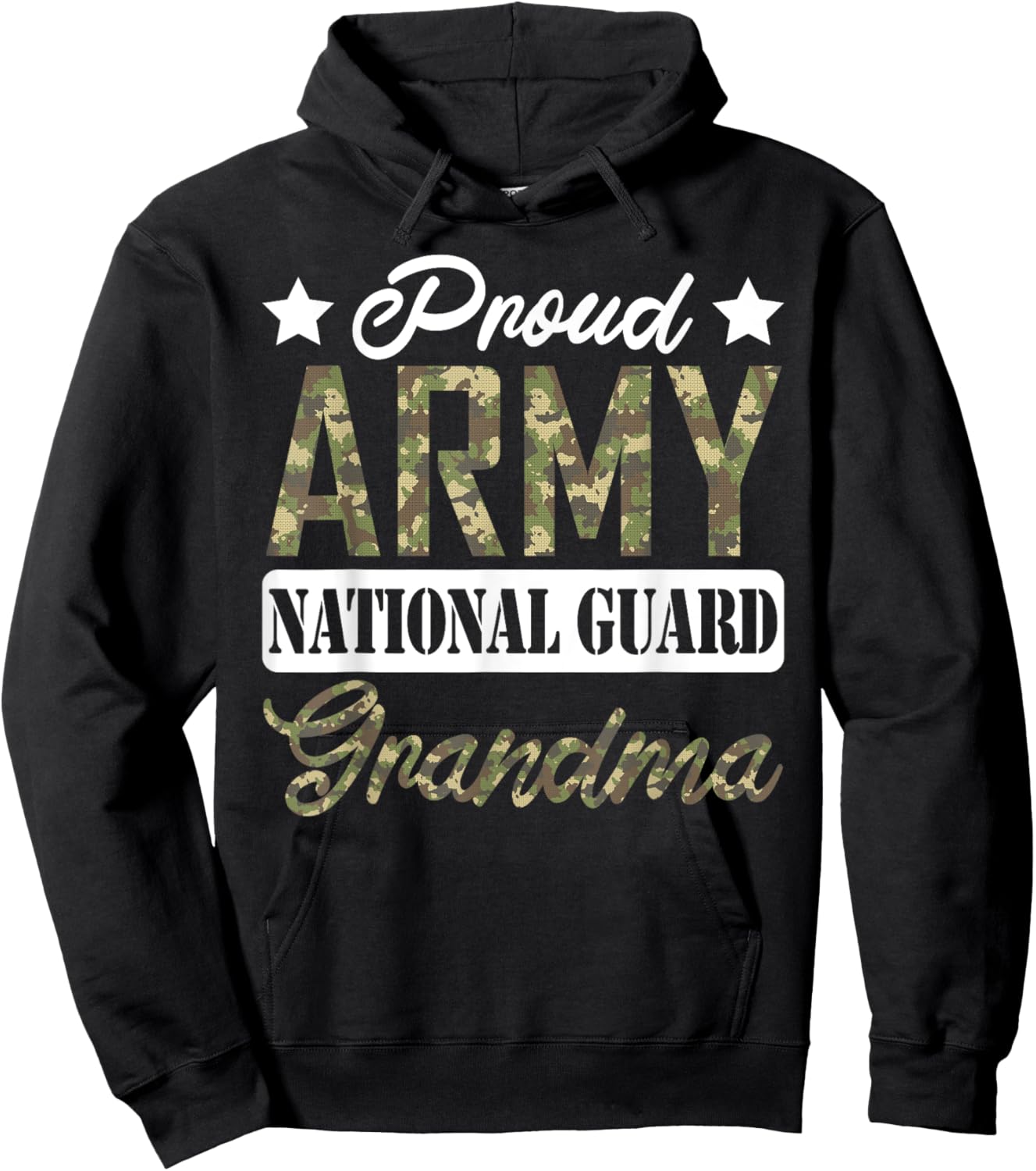 Proud Army National Guard Grandma Military Family Veteran Hoodie - Hoodie | Black