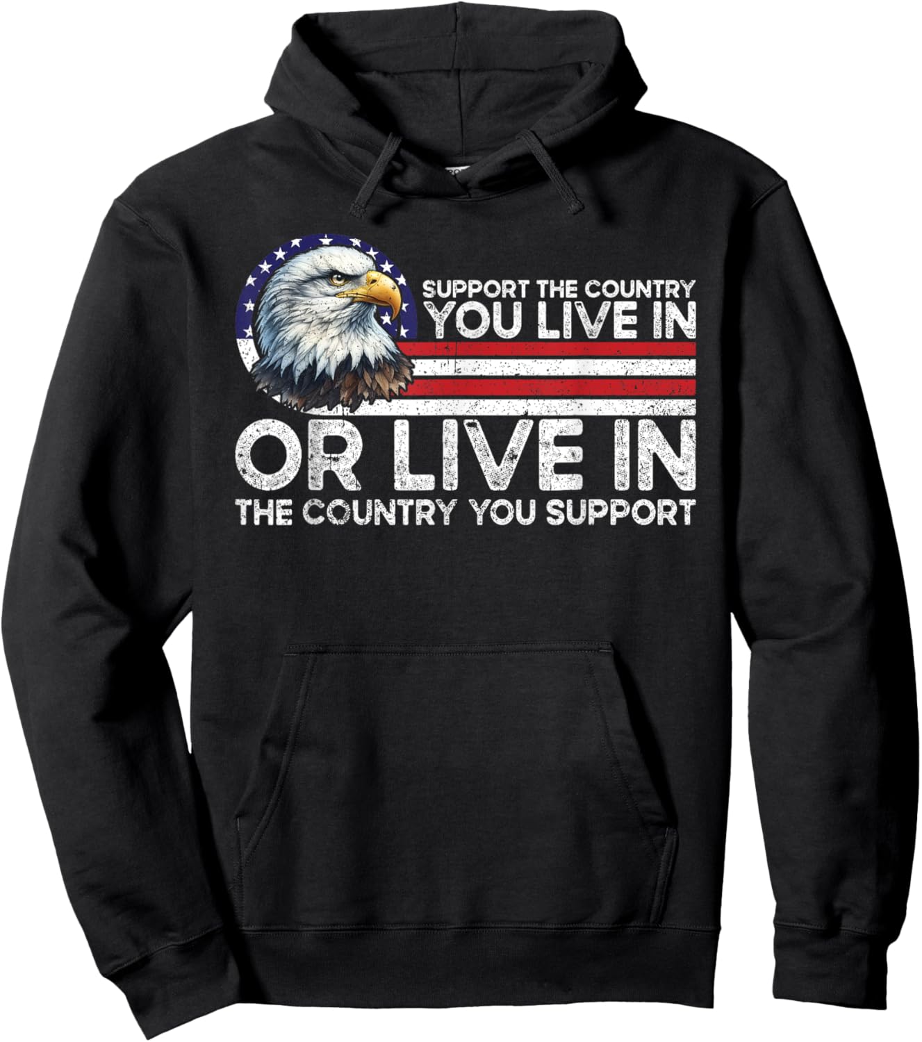 Support The Country You Live American USA Flag Vintage Hoodie - Hoodie | Black