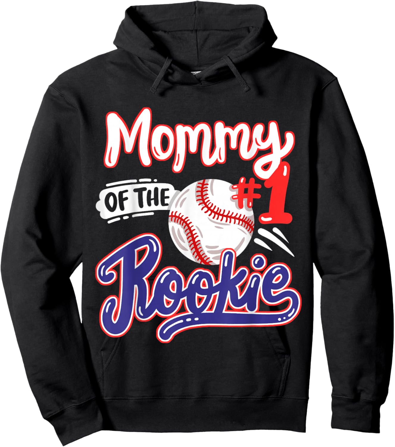 Mommy of Rookie 1st Baseball Birthday Party Theme Matching Hoodie - Hoodie | Black